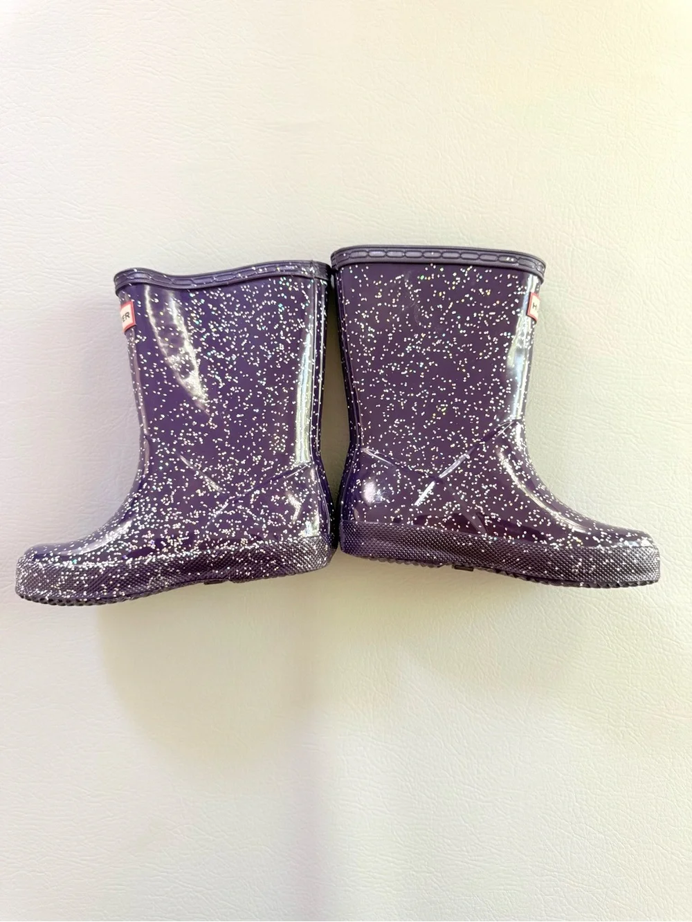 Hunter Kids First Giant Glitter Rain Boots Dark Purple Size 10 US Girls, UK 8